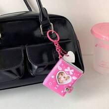 1pc 2-Inch Portable Hanging Cord Photo Album, Cute Cartoon Bow Pattern, Suitable For Kpop Idol Photos, Student Instant Camera Photos, Backpack Keychain Decor - Multicolor - View 13