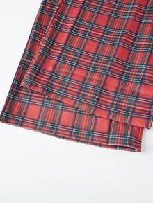 Womens Fall Plaid Pants Casual Loose Fit Stylish Mid Rise Wide Leg Trousers For Daily Life - Red - View 5