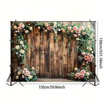 2D Garagentor Vorhang romantische Hochzeitsfoto Kulisse mit Blumenkranz, geeignet für Partydekorationen - Verschiedenfarbig - Übersicht 4