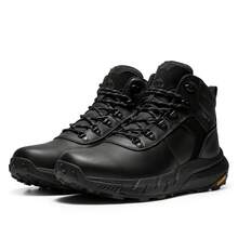 Botas Senderismo para Hombre de Impermeable Ligero al aire Libre Mediados de Zapatos de Cuero Cuenca - Negro - Ver 8
