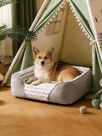 1pc Classic Plush Warm Pet Bed, Anti-Slip & Durable, Suitable For Small, Medium & Large Pets Indoor Cozy Pad