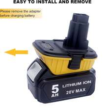 1-Pack/2 Packs DCA1820 Adapter Compatible With Dewalt 18v To 20v Adapter, Compatible With Dewalt 20V Max Battery To Repalce For Dewalt 18V XRP NiCad NiMh Battery DC9096 - Mustard Yellow - View 6