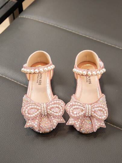 Infant Flat Princess Shoes, Girls' Rhinestone Leather Shoes, Spring & Fall