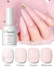 peacecolor 1PC 10ML Nude Pink Jelly Gel Polish, Pearl Nude Semi Translucent Gel Nail Polish, Crystal Clear Gel Polish Nail Supplies For Women Manicure Salon DIY Gifts - Multicolor - View 8
