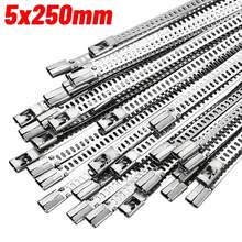 Nuevas bridas de de acero inoxidable, resistentes, autobloqueantes, bucles de sujeción de metal, correa envolvente, bridas escalonadas resistentes a altas temperaturas - 5x200 mm - Ver 9