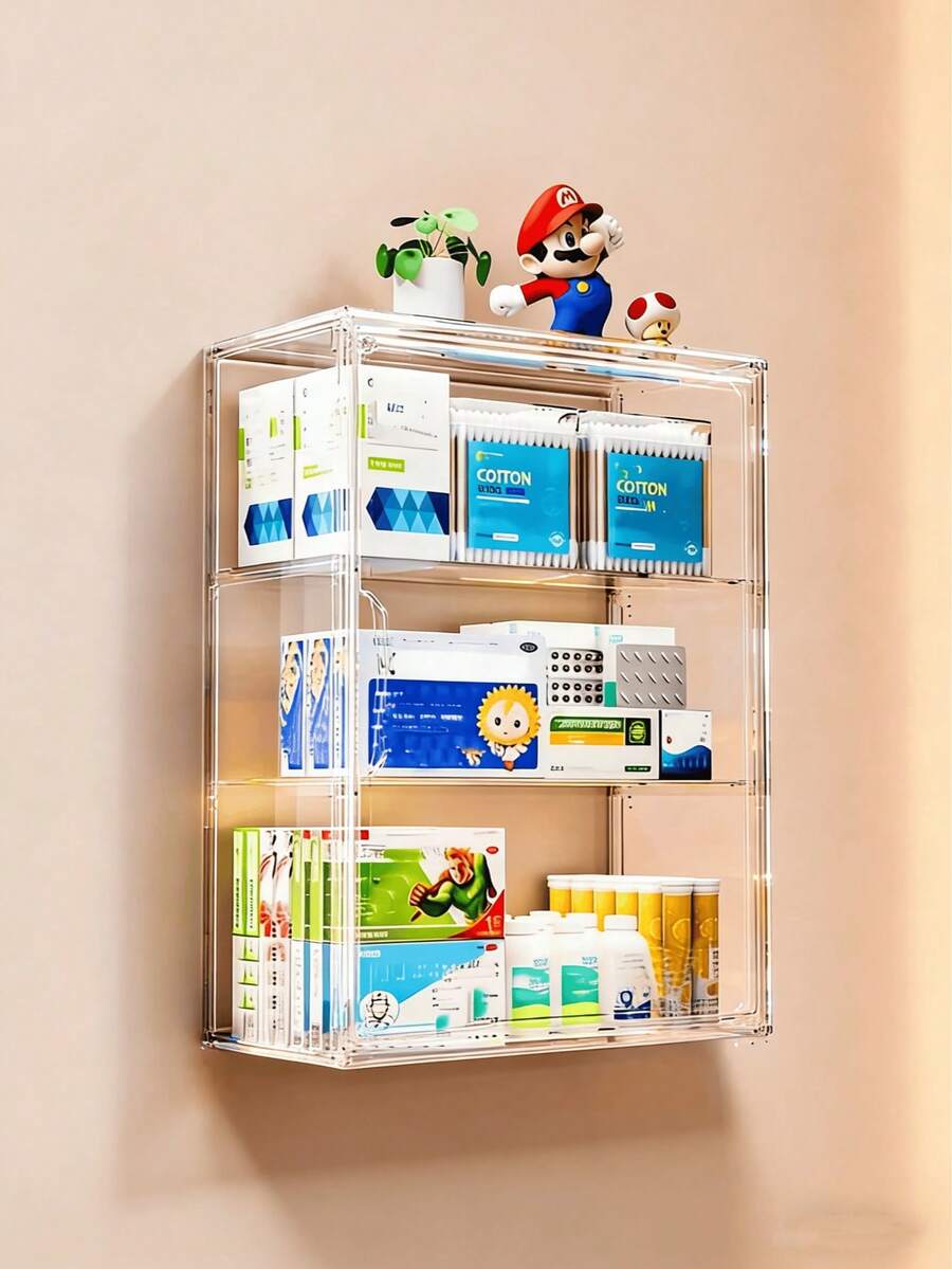 Eine transparente Acryl-Vitrine (Schutzfolie vor der Installation entfernen), Staubschutz, geeignet zum Ausstellen von Puppen/Statuen/Trophäen/Bällen/Modellen/Bauklötzen, Sammlerstücken/Souvenirs und Handwerkskunst.