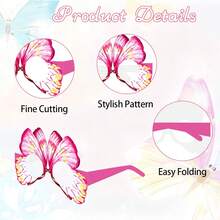 蝴蝶纸质拍照道具，花卉蝴蝶装饰眼镜，紫粉色派对摄影装饰，适用于生日派对、婚礼庆典、春季主题派对、化装舞会，绝佳的派对拍照背景配件