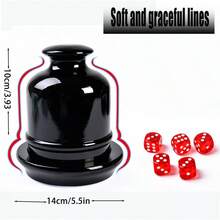 Copo de Dados de Madeira Lacada de Alto Brilho de Luxo, Tamanho Grande, Acompanha 5 Dados Orgânicos de 18mm, Diâmetro da Base 13,5cm, Altura 17cm, Adequado para KTV, Festas, Jogos Familiares, Mesas de Jogos, Adereços de Fotografia, Presentes de Feriados - Preto - Visão 6