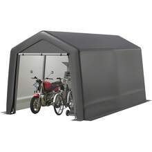 8 'x 12' al aire libre albergue de almacenamiento cobertizo - carpa de almacenamiento de servicio pesado con ventanas ventiladas de rodaje, cobertizo de almacenamiento de garaje portátil para motocicleta, bicicleta, herramientas de jardinería, gris - Gris - Ver 1