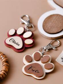 1pc Customized Fashionable Wooden Paw Print Wall Hook, Polished Finish, Handmade, Can Be Used As Towel And Clothing Hook, Personalized Wooden Paw Print Dog Leash Hook, Universal Accessory Hook, Suitable For Bedroom And Bathroom Decor, Wall Decor, Beautiful Room Decor, Cute Luxury Wooden Paw Print Double-Headed Hook, Ideal For Hanging Dog Leash In Any Hallway Or Utility Room - Multicolor - View 2