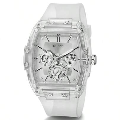 Guess Retro Chronograph Men's Watch Square Case Quartz Silicone Strap Sport Wristwatch Men Gifts GW0203G2