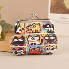 New Religious/Cat Design Women Wallet; Small Women PU Coin Key Card Holder Purse