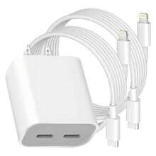 20W USB-C PD 快充套装：20W 双/单口 PD 快充适配器 + 100cm 双 Type-C 高速充电线，兼容 14 Pro Max/14 Pro/14/13 Pro Max/13 Pro/13/12/11/XS/X/XS Max 系列，手机快充适配器套装 - 白色 - 查看 10