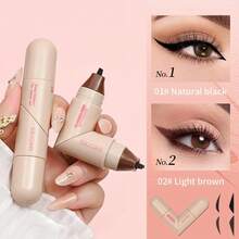 2-In-1 Rotating Eyeliner Stamp Pen |   Valentine's Day Her |   Waterproof Winged Liner Symmetrical Eyes |   Essential Holiday Makeup - 棕色2合1 - 查看 2