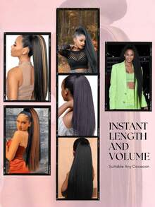 30 Inch Extra Long Corn Braid Ponytail, Synthetic Fiber Ponytail Extension With Drawstring Mesh Fluffy Texture, Ideal For Women Party, Festival, Music Festival, Daily Wear, Salon Use, Cosplay, Wedding, Y2K, Lolita, JK Style, Suitable For Fine, Thin Hair, Beginners And All Skin Tones, New Year And Valentine's Day Gift, Hair Accessory - Multicolor - View 4