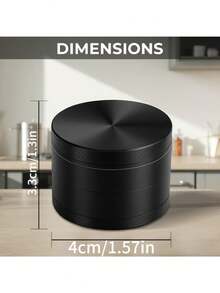 四层手动香料研磨器，不锈钢和锌合金材质 - 手摇式香料研磨器，适用于胡椒粒、丁香、孜然及各种厨房香料，轻巧设计，便于收纳或户外烹饪露营，黑色金属