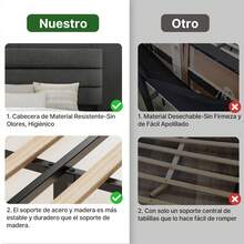 Base Cama Tapizado Con 4 Cajones Queen Size 210*157*112cm Gris Oscuro - Gris Oscuro - Ver 9