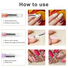 5 Pcs Nail Art Sculpture Pen Dual Tipped Silicone Nail Tools Nail Art Acrylic Pen Silicone Brushes For Resin Nail Art Tools For Design Nail Foil Carving Drawing Effect Shaping,5pcsstyleC - 5件套C款 - 查看 5