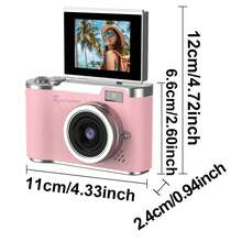 Auto Focus 48MP 4K Face Detection 2.4-Inch Flip Over Display Screen, Button Control, Equipped With 32GB Memory Card, Suitable For Teenagers And Beginners - 粉色 - 查看 11