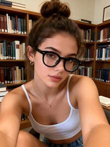 1pc Plastic Round Women Clear Glasses For Daily Life Watch TV Play Games Office Reading Accessories