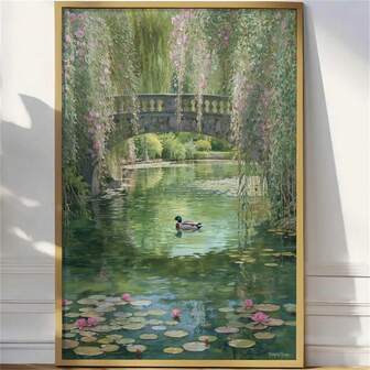 1 Pc Style Water Lily Print, Pastel Impressionist Floral Art, French Country Cottage Decor, Vintage Oil Painting Digital Art French Cottage, Art Decoration, Wall Art, Oil Painting Art, Furniture Decoration, Fashion Style Art, Frameless