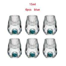 Juego de copas de licor de cristal de diamante, vaso de chupito de Vodka, copas de vino, whisky, licores, sake, Soju, copa de té de brandy, 15ml, 4/6 Uds. - Dispensador azul 300ml - Ver 8