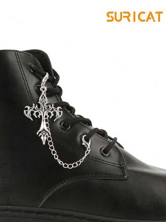 Suricat 1 pieza Cordón de zapato con colgante de cruz de llama con estilo gótico punk personalizado, adecuado para zapatos casuales, zapatillas, zapatos de lona, botas, decoración de zapatos DIY, desmontable y reutilizable
