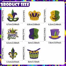 4/6/8 Stücke Cartoon Karneval Party bestickte Aufnäher, verschiedene Stile wie Masken, Kronen, zum Aufbügeln/Aufnähen Applikationen Kleidungszubehör, geeignet für Hüte, Hemden, Jeans, Taschen - Verschiedenfarbig - Übersicht 2