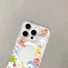 SANRIO Funda de carga inalámbrica Hello Kitty para 17 16 E 15 14 13 12 11 Pro Max, cubierta de borde de silicona transparente a prueba de polvo - 1 - Ver 4
