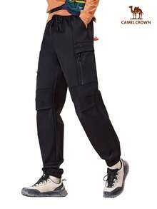 CAMEL CROWN Men's Autumn New Outdoor Hiking Climbing Multi-Pocket Cargo Pants, Men's Waterproof Loose Long Trousers - Phantom Black - View 2