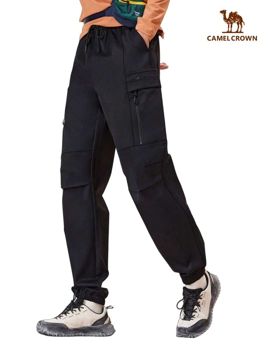 CAMEL CROWN Men's Autumn New Outdoor Hiking Climbing Multi-Pocket Cargo Pants, Men's Waterproof Loose Long Trousers - Phantom Black - View 1