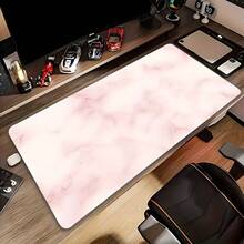 1pc Extra Large Pink & White Marble Pattern Gaming Mouse Pad - Extended Non-Slip Rubber Base, Marble Texture Wrist Rest, Suitable For Desktop/Laptop, Office And Gaming, Minimalist Style, Fits All Computers (Ideal Gift) - Multicolor - View 11