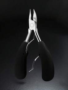 不锈钢鹰嘴形指甲钳，黑色橡胶手柄，加厚指甲钳，嵌甲钳，指甲护理工具，指甲剪 - 黑色 - 查看 2