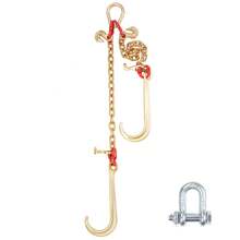 Cadena de remolque  de 3/8" x 2' G80 con gancho en J, cadena en V, brida y gancho en T para grúa de 15 600 lb - 3/8" x 2' - Ver 8