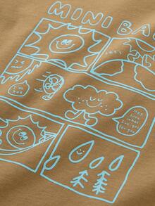 mini bala Kids' Quick-Dry Long Sleeve T-Shirt, Breathable & Antibacterial, Cute Print, Spring Top - Camel - View 7