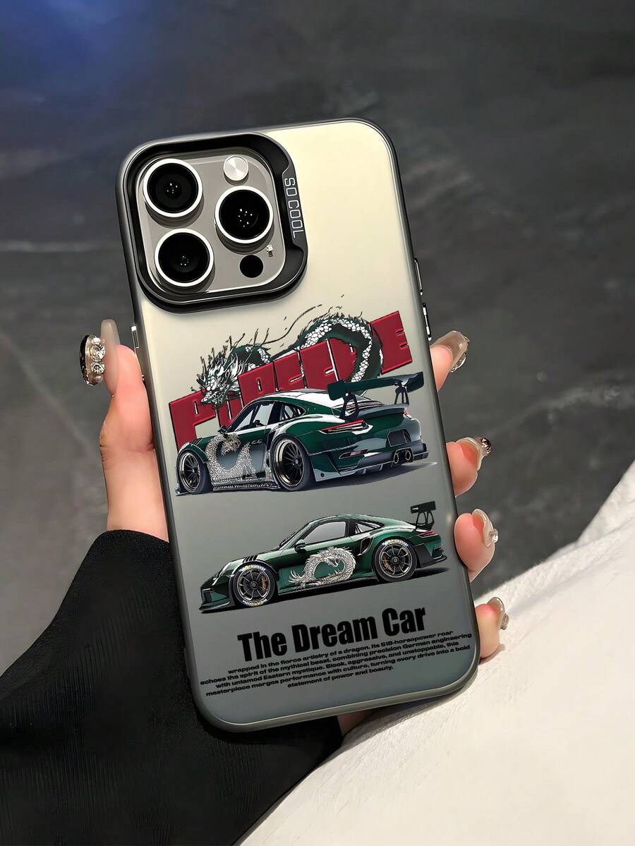 Shockproof Fashion Phone Cases Racing Car Pattern Phone Case Compatible With IPhone 16, 15, 14, 13, 12, 11 Pro Max, Matte Frosted Back Cover Protective Case, Also Compatible With Galaxy Anniversary Gift Birthday Party - Grey - View 1