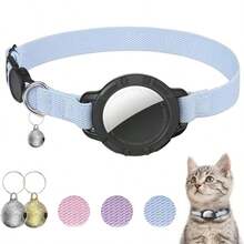 Breakaway Reflective Cat Collar With AirTag Holder, Ultra-Light Safety QR ID Tag + Bells For Cats & Kittens