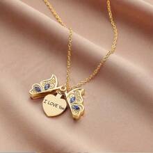 1Pcs Fashion Classic Open Butterfly Love Ladies Pendant Necklace Engraving I Love You  Proposal Valentine's Day Gift Jewelry - Màu sắc ngẫu nhiên - Xem 5