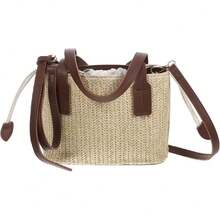 1 Pc Bolso Diagonal Bolsa De Redonda Bolso De Playa Tejido Bolsos De Para Mujer Cartera De Mujer Cubos Bolso De Mano Bolso Hecho a Mano Lienzo De Las Mujeres Verano,37429994 - Multicolor - Ver 1