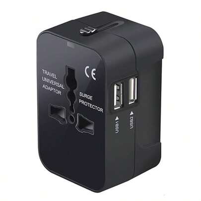 Universal Travel Adapter With USB-C, GaN PD3.0 Type-C & USB-A Fast Charging Ports, Power Converter, Wall Charger, AC Plug Adapter For USA, EU, UK, AU