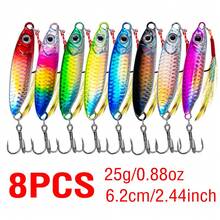 8个/包 金属路亚饵，7克/10克/15克/20克/25克/30克 慢沉型路亚饵，8种颜色，3D眼睛，激光饵