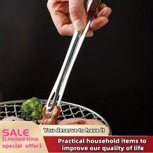 Stainless Steel Food Tongs, Long Handle Non-Slip BBQ Tongs, Steak Tongs, Kitchen Cooking Utensils, Economic Kitchen Tongs, Stainless Steel BBQ Tongs, Tongs For Grill, Meat Clamp, Cooking Tweezers, Food Utensils, Kitchen Tools - Silver - View 2