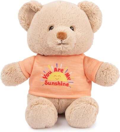TendenciaGUND "You Are My Sunshine - Oso de Mensaje  con Playera Naranja, Oso de Peluche Hecho de Materiales 100% reciclados para Edades de 1 año en adelante, Bronceado, 12 PulgadasCalidad premium