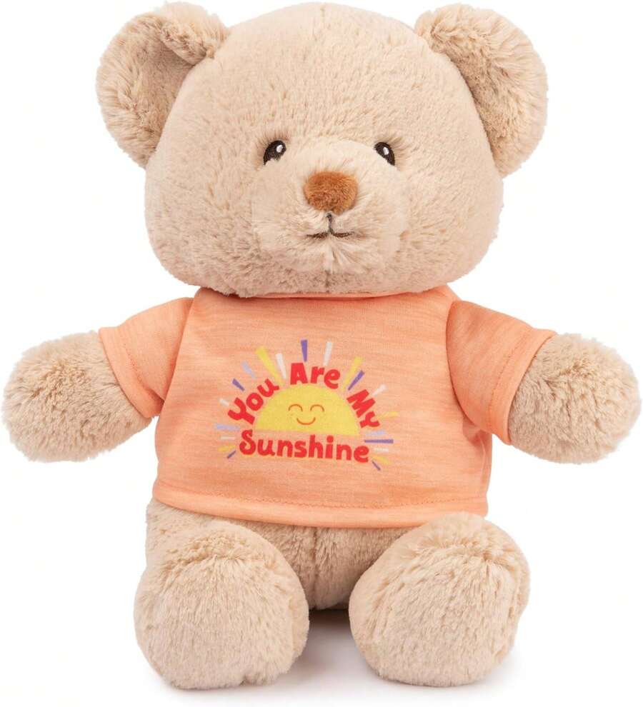TendenciaGUND "You Are My Sunshine - Oso de Mensaje  con Playera Naranja, Oso de Peluche Hecho de Materiales 100% reciclados para Edades de 1 año en adelante, Bronceado, 12 PulgadasCalidad premium - Osito playera -Eres mi sol - Ver 1