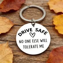 1pc Man's Personalized Driver Keychain - Round Stainless Reminder Metal Keychain Perfect Gift For Husband, Boyfriend, Birthday, Valentine's Day, And Christmas - Multicolor - View 1