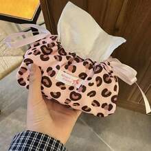 1pc Korean Ins Style Drawstring Tissue Box, Bowknot & Floral Pattern Tissue Paper Storage Bag, Home Decor Desktop Accessory - Multicolor - View 10