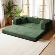 78'' No Assembly Corduroy Cloud Couch For Living Room - Ergonomic Deep Seat Sectional Sofa With Memory Foam For Reading, Rest & Sleep, Convertible Sofa Cama & Spacious Sofa For Living Room - 綠色 - 查看 11