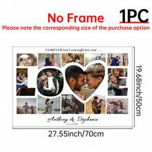 1pc Valentines Day LOVE Word Photo Collage Frame Editable TEMPLATE Printable Personalized Valentine's Heart Poster,Anniversary Gift Valentines Day Customized Wall Art,Pictures Custom Photo,Customizable Things, Optional Frame.Room Decor - Multicolor - View 14