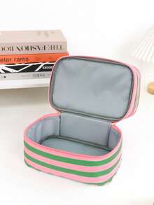 1 pieza (bordado personalizado) Bolsa de viaje para cosméticos de terciopelo con estampado de lazo rosa, bolsa para toallas sanitarias, artículo esencial para viajes cortos, set organizador de viaje, set de cubos de embalaje, set organizador de equipaje, útiles escolares, artículos esenciales para dormitorio - Multicolor - Ver 6