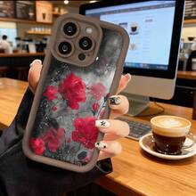 Funda de teléfono de moda, compatible con varios modelos de ,  y , funda de teléfono con patrón de rosas rojas para , , funda de teléfono , regalo de funda de pareja para novio o novia, regalo de San Valentín o cumpleaños, este es un regalo popular para amigos o socios, adecuado para ocasiones de negocios. Duradera, resistente a las manchas y a las huellas dactilares, esta nueva funda para teléfono para hombres y mujeres es un gran regalo. - Negro - Ver 5